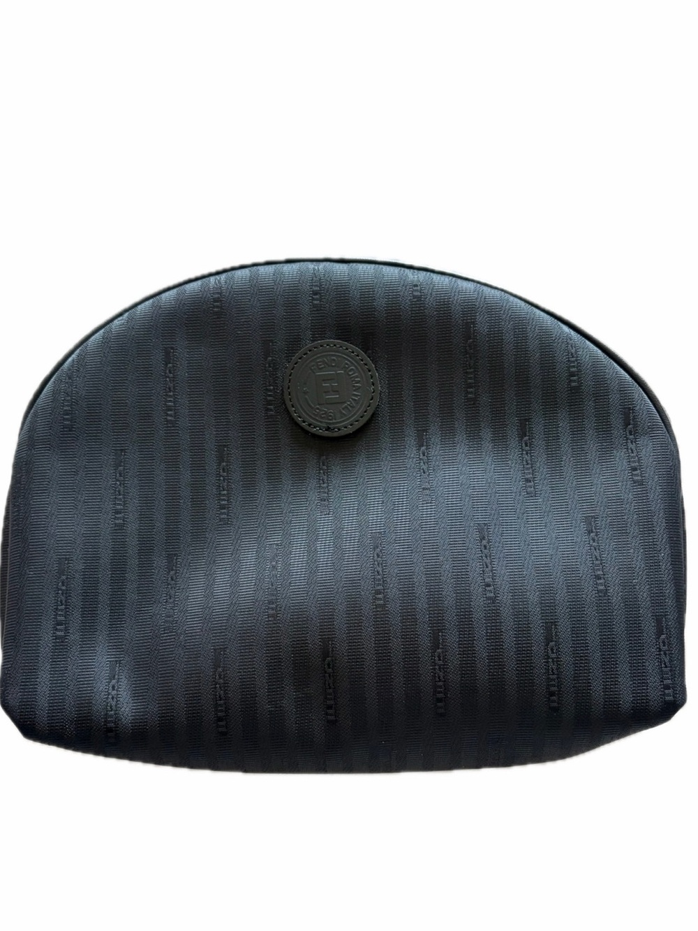 Fendi Vintage Cosmetic Pouch Black Zucca Stripe Fendi Logo Makeup Bag Luxury NEW